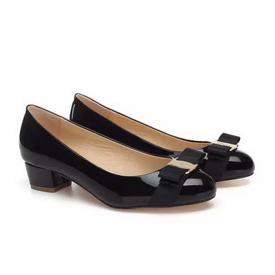 Ferragamo Shallow mouth Block heel Shoes Women--027